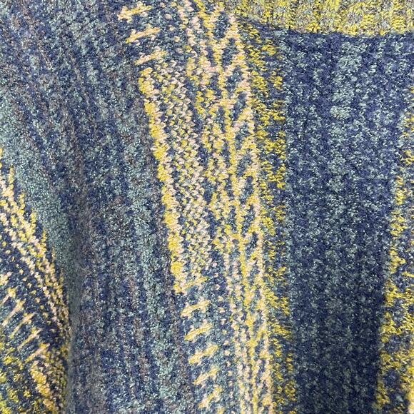 J Jill Cotton Wool Fair Isle Nordic Classic Poncho Sweater Blue Green One Size - Picture 7 of 10